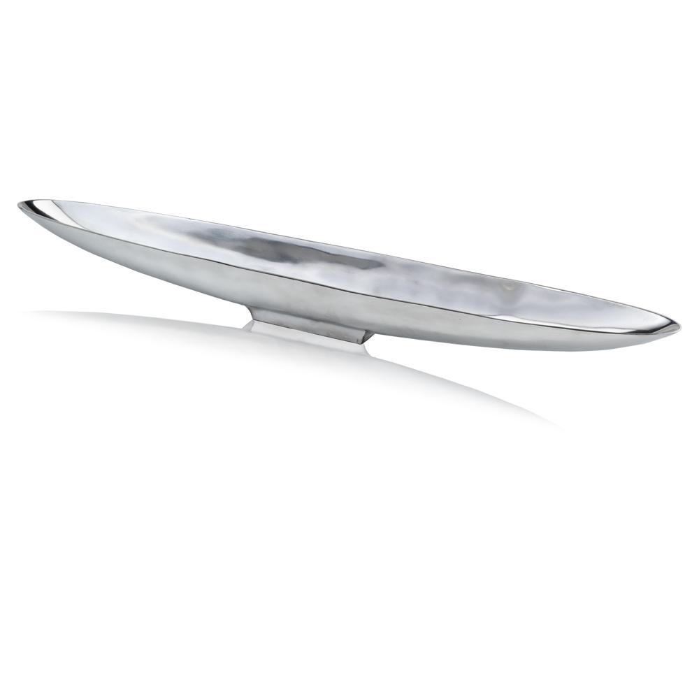 47" Contempo Shiny Silver Extra Large Long Boat Tray - 373781. Picture 1