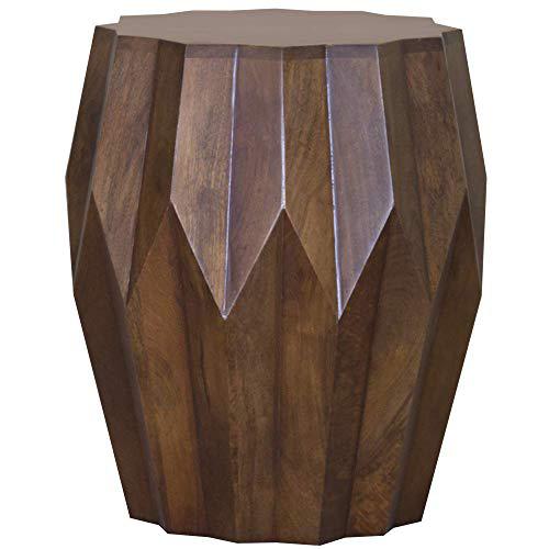 Boho Geo Brown Solid Wood End or Side Table. Picture 1