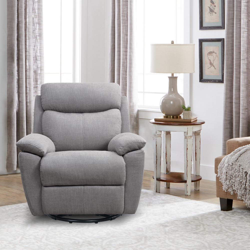 35.43" X 39.37" X 39.8" Light Grey Fabric Glider & Swivel Power Recliner with USB port - 374131. Picture 2