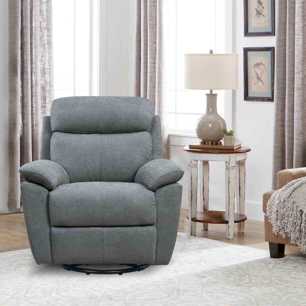 35.43" X 39.37" X 39.8" Grey Green Fabric Glider & Swivel Power Recliner with USB port - 374132. Picture 2