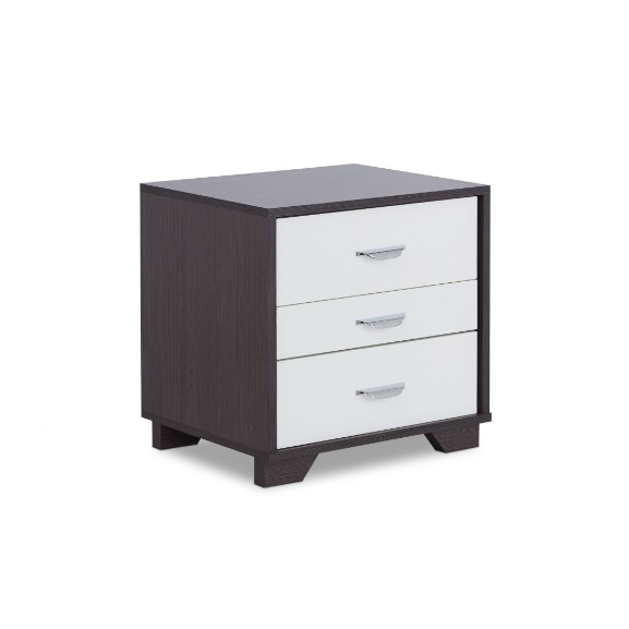 Black and White Metal 3 Drawer Nightstand - 374206. Picture 1