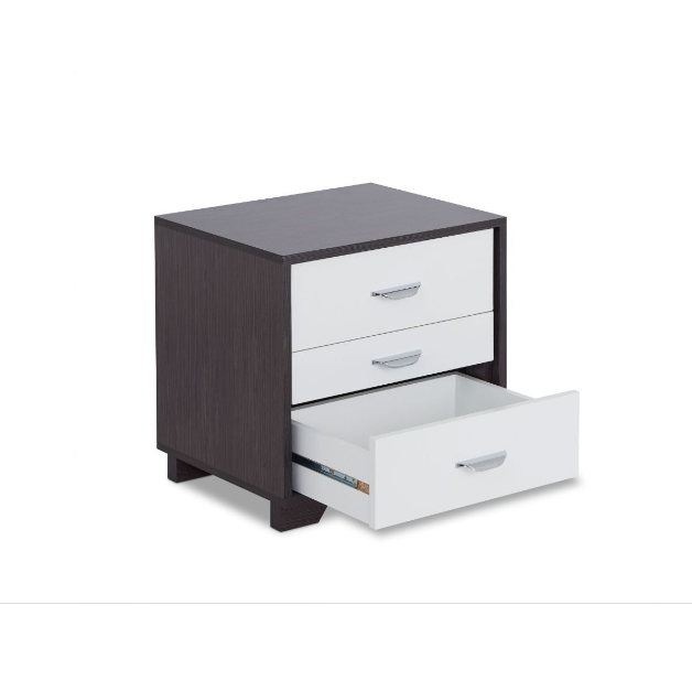 Black and White Metal 3 Drawer Nightstand - 374206. Picture 2