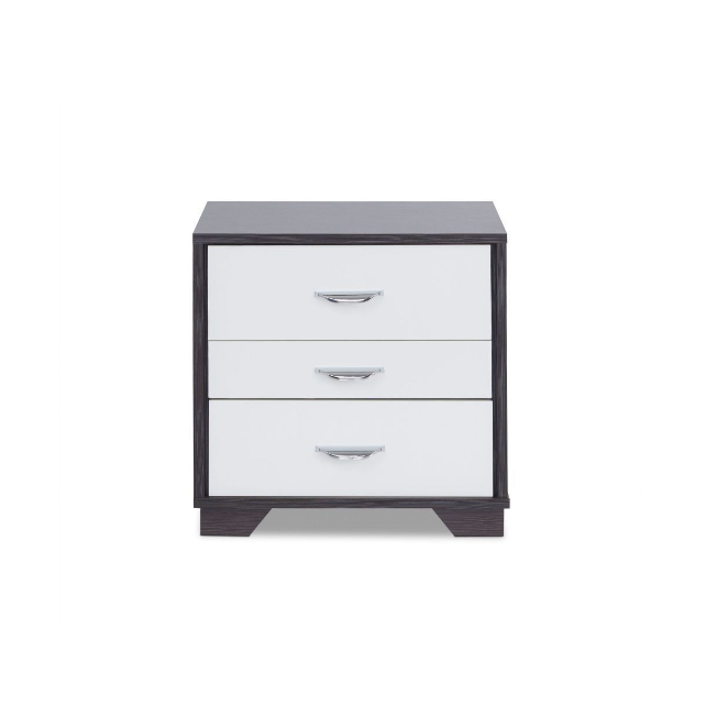 Black and White Metal 3 Drawer Nightstand - 374206. Picture 3