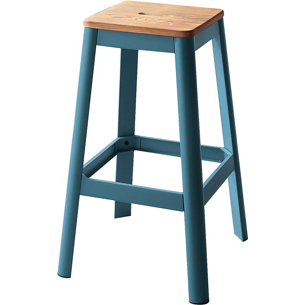 Contrast Teal and Natural Wood Bar Stool - 374268. The main picture.
