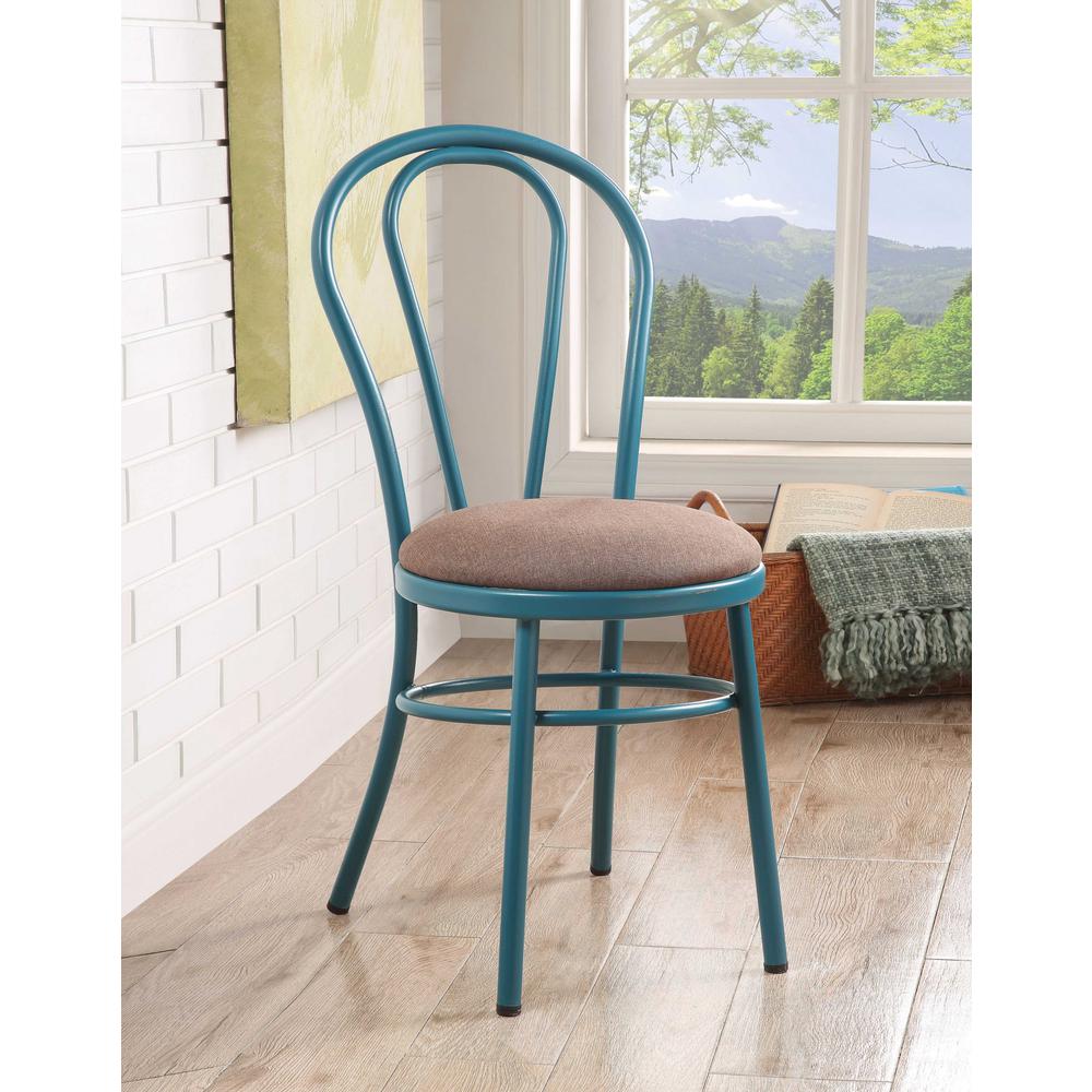 Set of 2 Restaurant Style Arch Back Teal and Taupe Dining Chairs - 374284. Picture 1