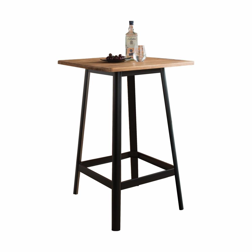 Square Natural and Black High Top Bar Table - 374286. Picture 1