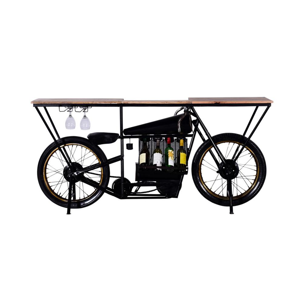 17" X 71" X 35" Black Motorcycle Wine Bar - 374328. Picture 1