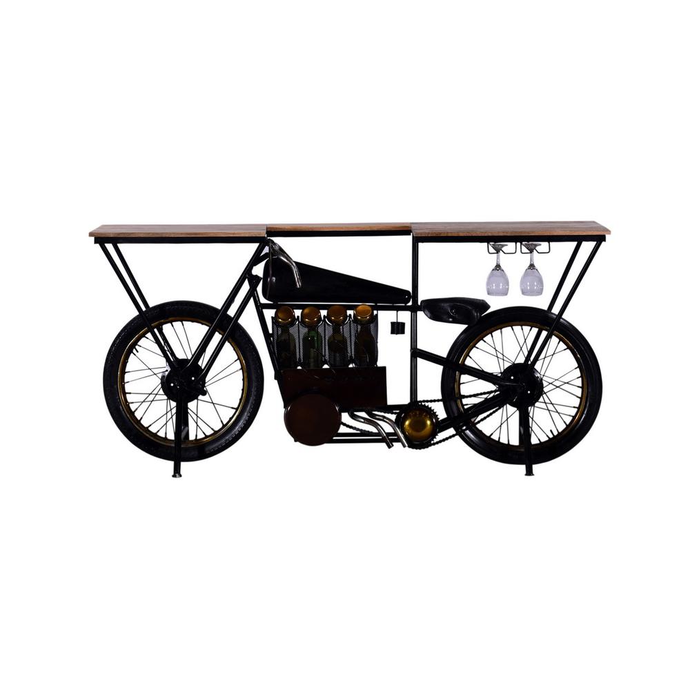 17" X 71" X 35" Black Motorcycle Wine Bar - 374328. Picture 2