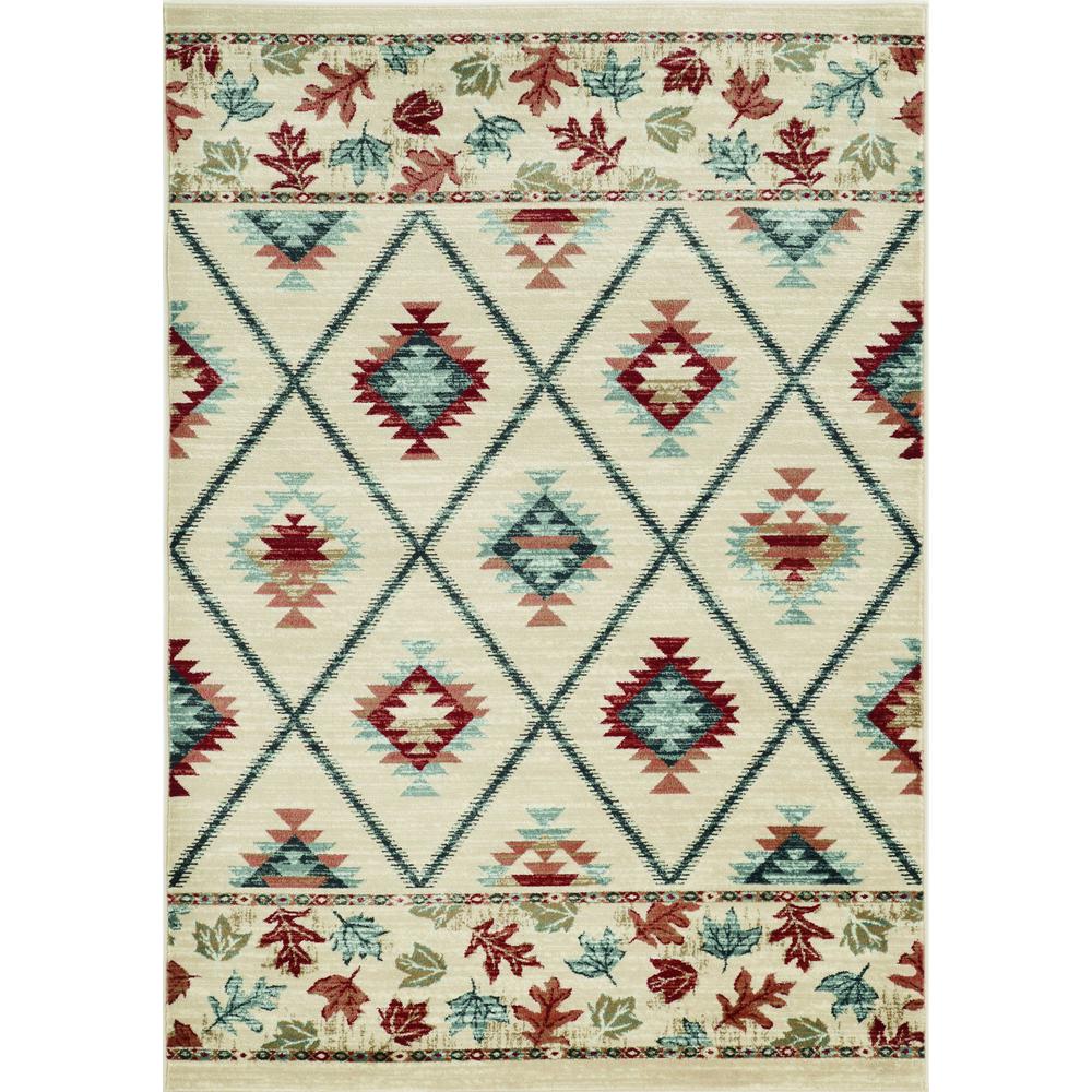 5'x8' Ivory Machine Woven Geometric Lodge Indoor Area Rug - 374406. Picture 2