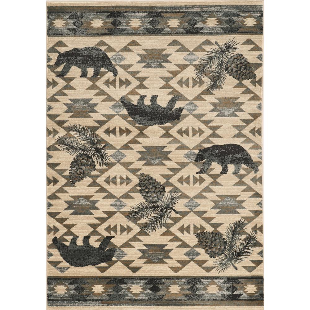 3'x5' Ivory Blue Machine Woven Geometric Lodge Indoor Area Rug - 374409. Picture 1