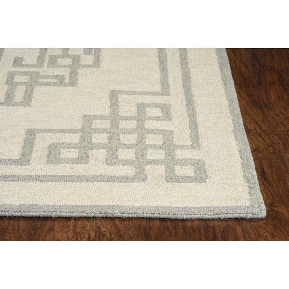 2' x 4' Ivory  Grey Wool Area Rug - 374672. Picture 1