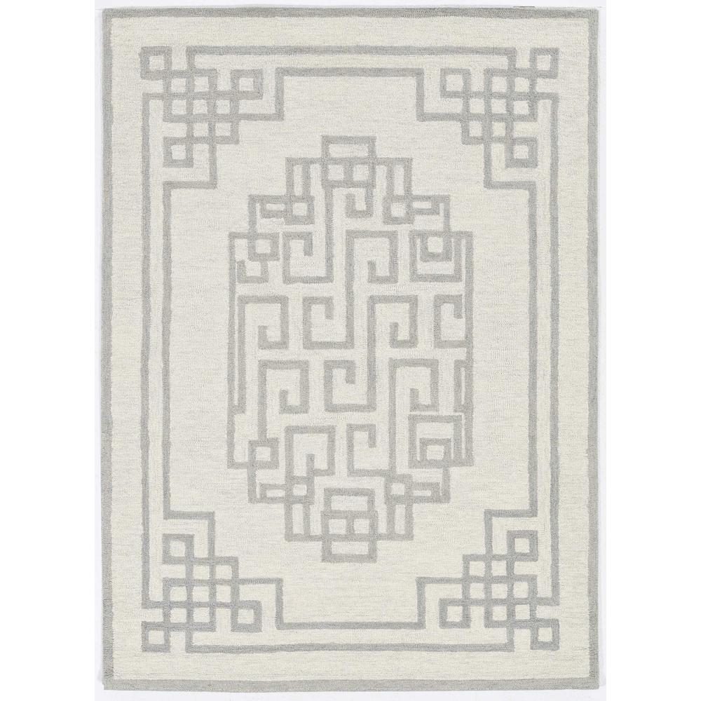 3' x 5' Ivory Grey Geometric Bordered Wool Area Rug - 374673. Picture 4