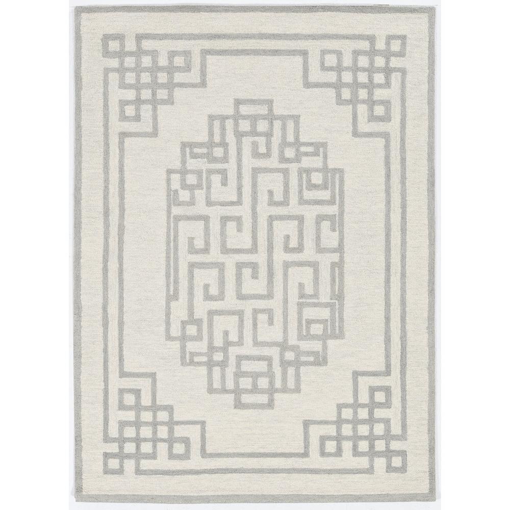 5'x7' Ivory Grey Hand Tufted Bordered Greek Key Indoor Area Rug - 374674. Picture 2