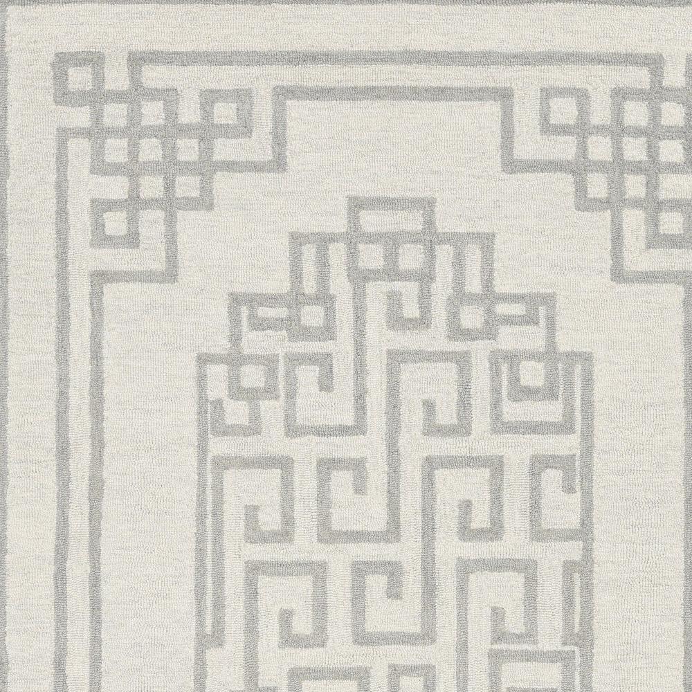 5'x7' Ivory Grey Hand Tufted Bordered Greek Key Indoor Area Rug - 374674. Picture 3