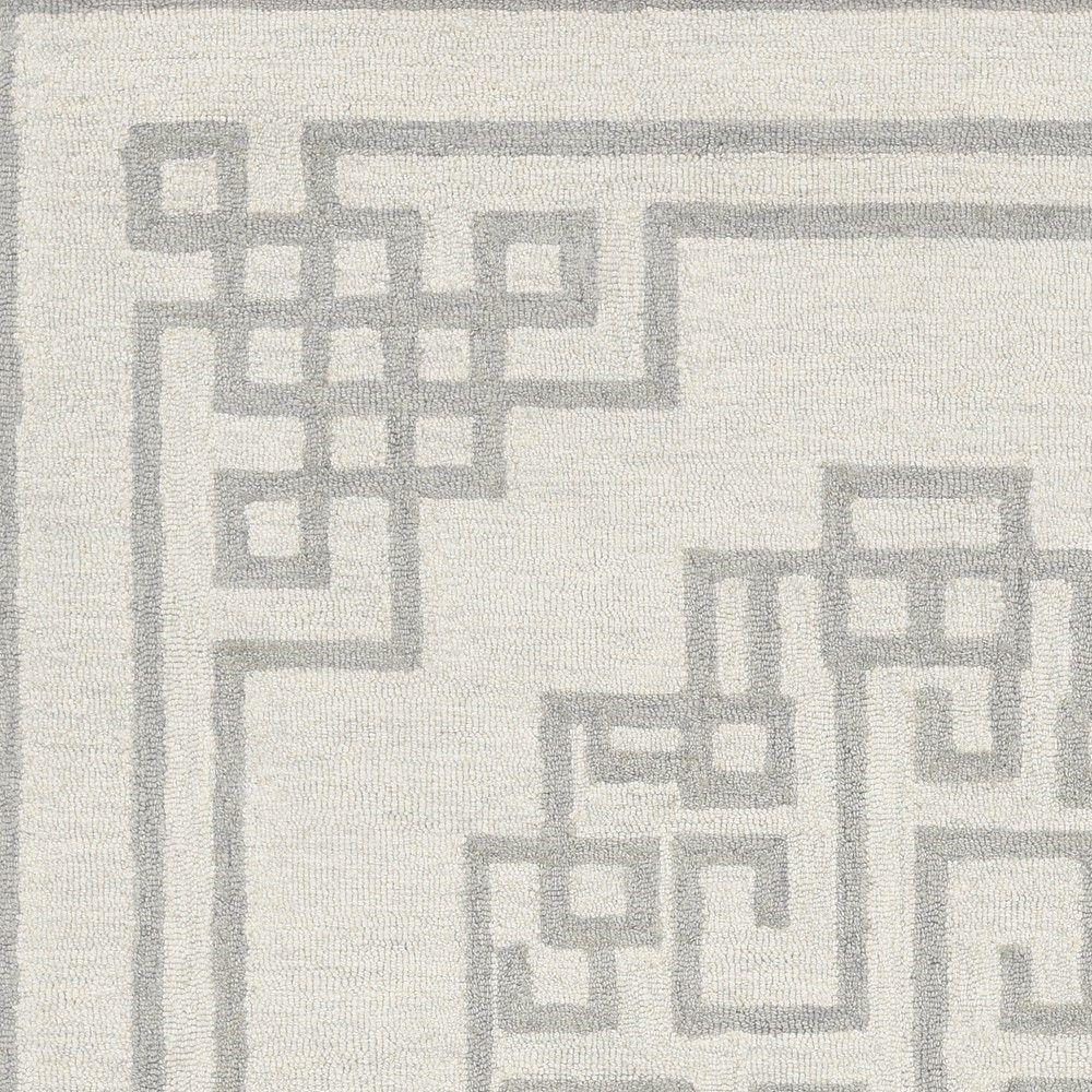5'x7' Ivory Grey Hand Tufted Bordered Greek Key Indoor Area Rug - 374674. Picture 4
