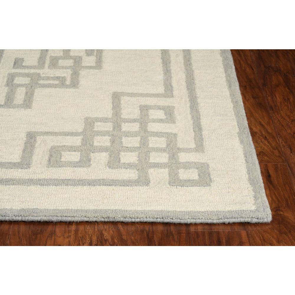 5'x7' Ivory Grey Hand Tufted Bordered Greek Key Indoor Area Rug - 374674. Picture 5