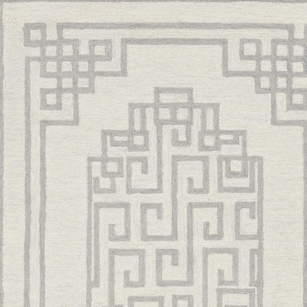 9'x12' Ivory Grey Hand Tufted Bordered Greek Key Indoor Area Rug - 374676. Picture 2