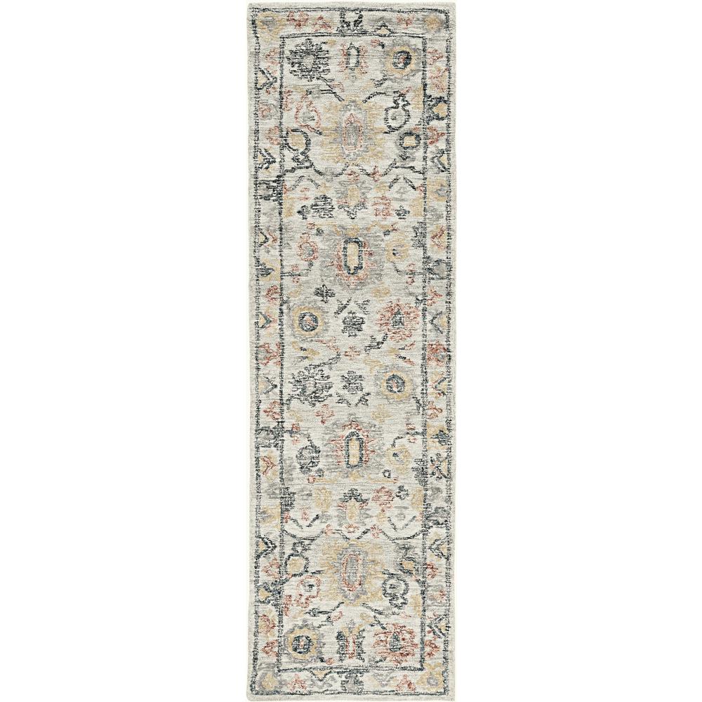8' Ivory Hand Tufted Space Dyed Floral Traditional Indoor Runner Rug - 374719. Picture 5