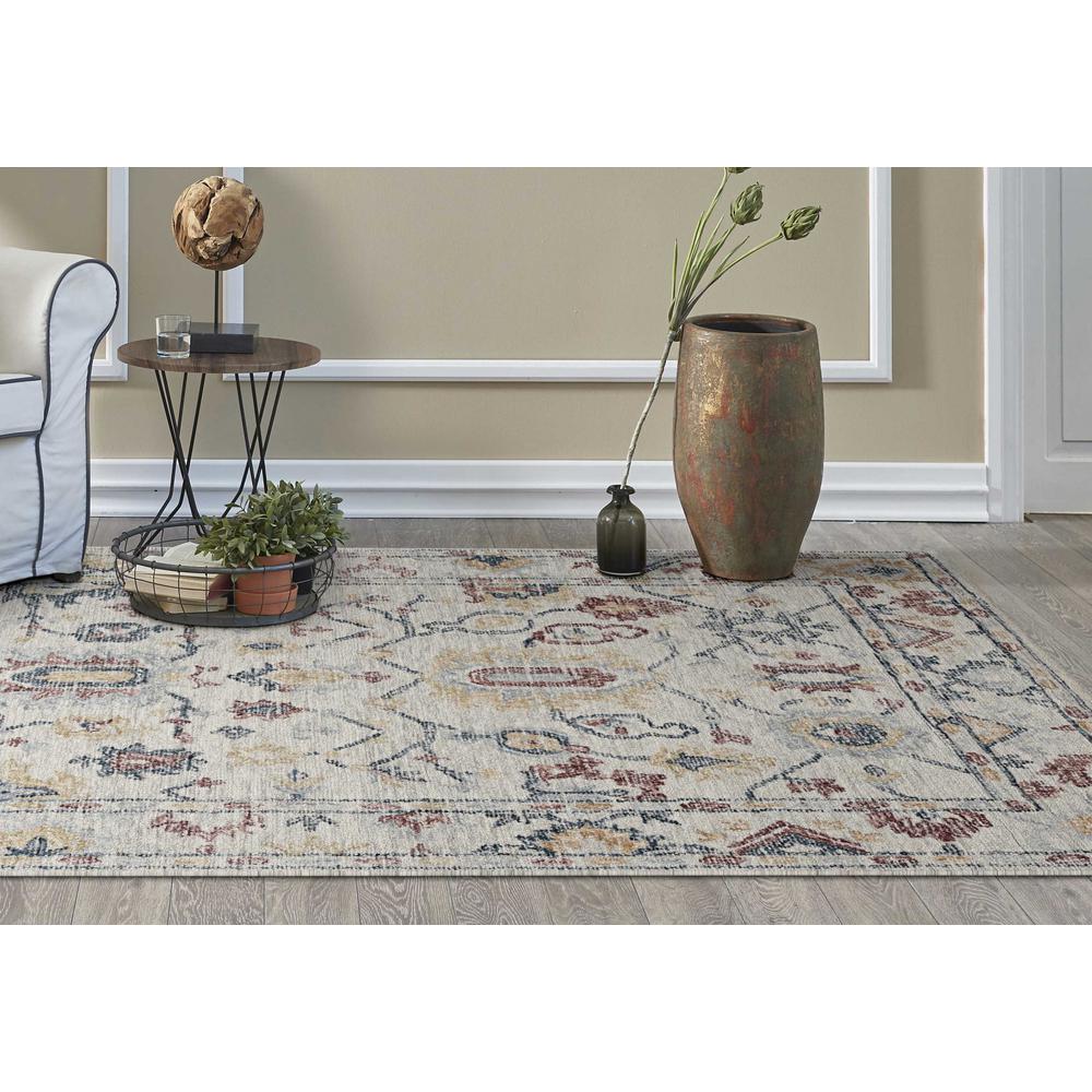 5' x 7' Ivory Floral Bordered Wool Indoor Area Rug - 374720. Picture 2