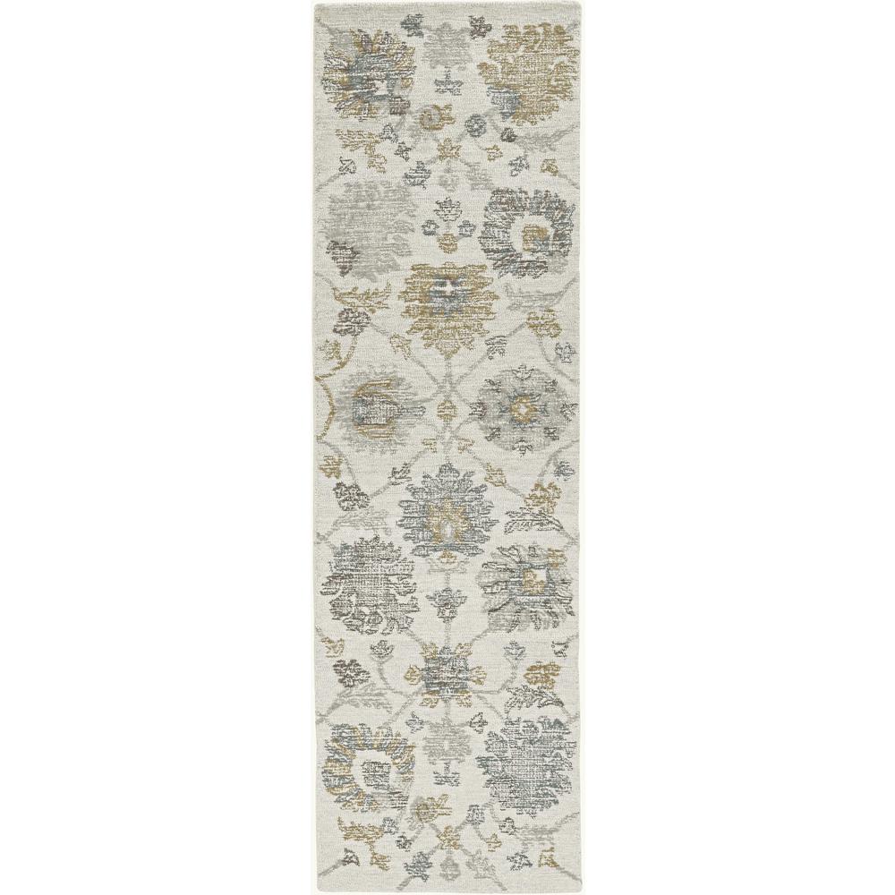 2' x 8' Ivory Floral Vine Wool Runner Rug - 374724. Picture 5