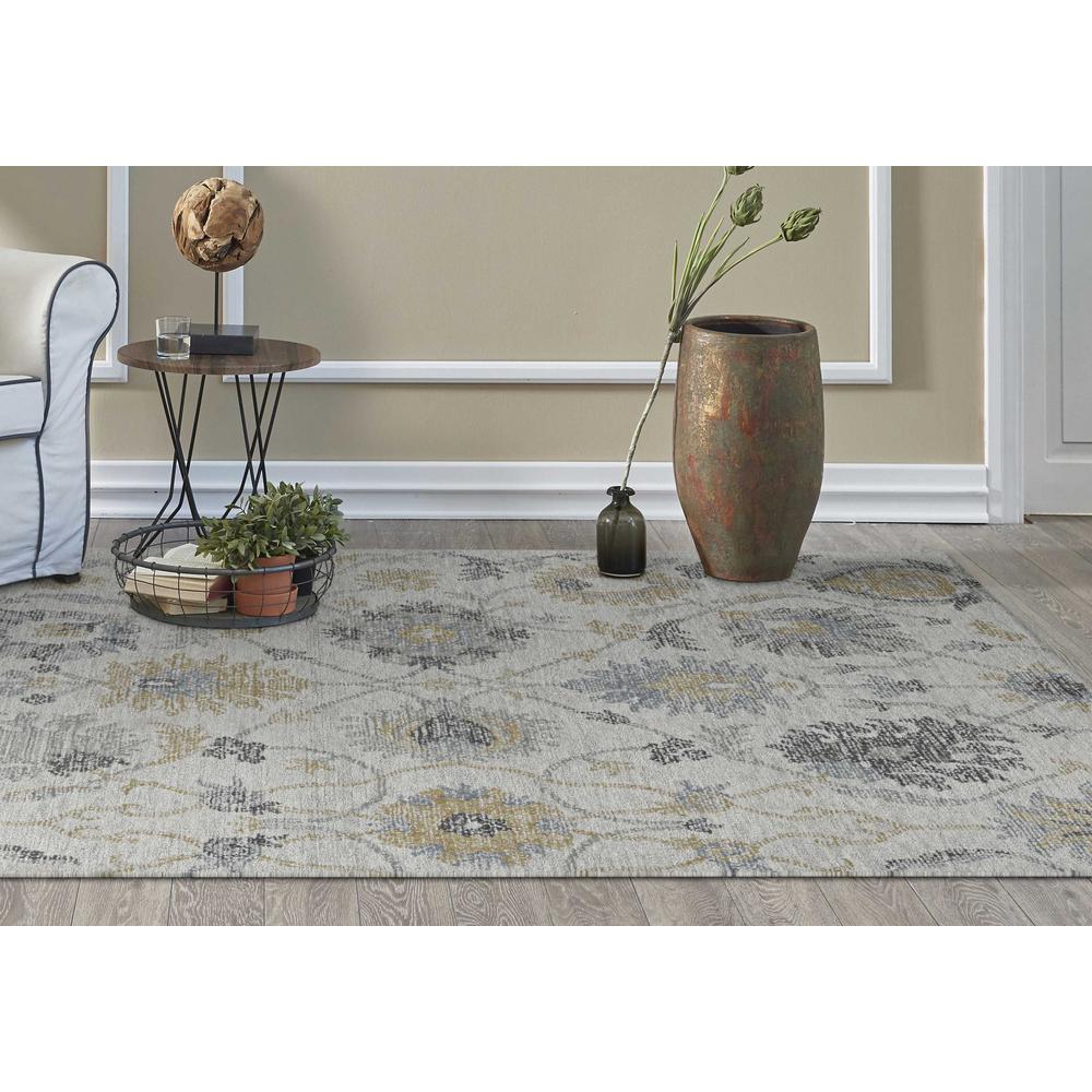7'x10' Ivory Hand Tufted Space Dyed Traditional Floral Indoor Area Rug - 374726. Picture 1