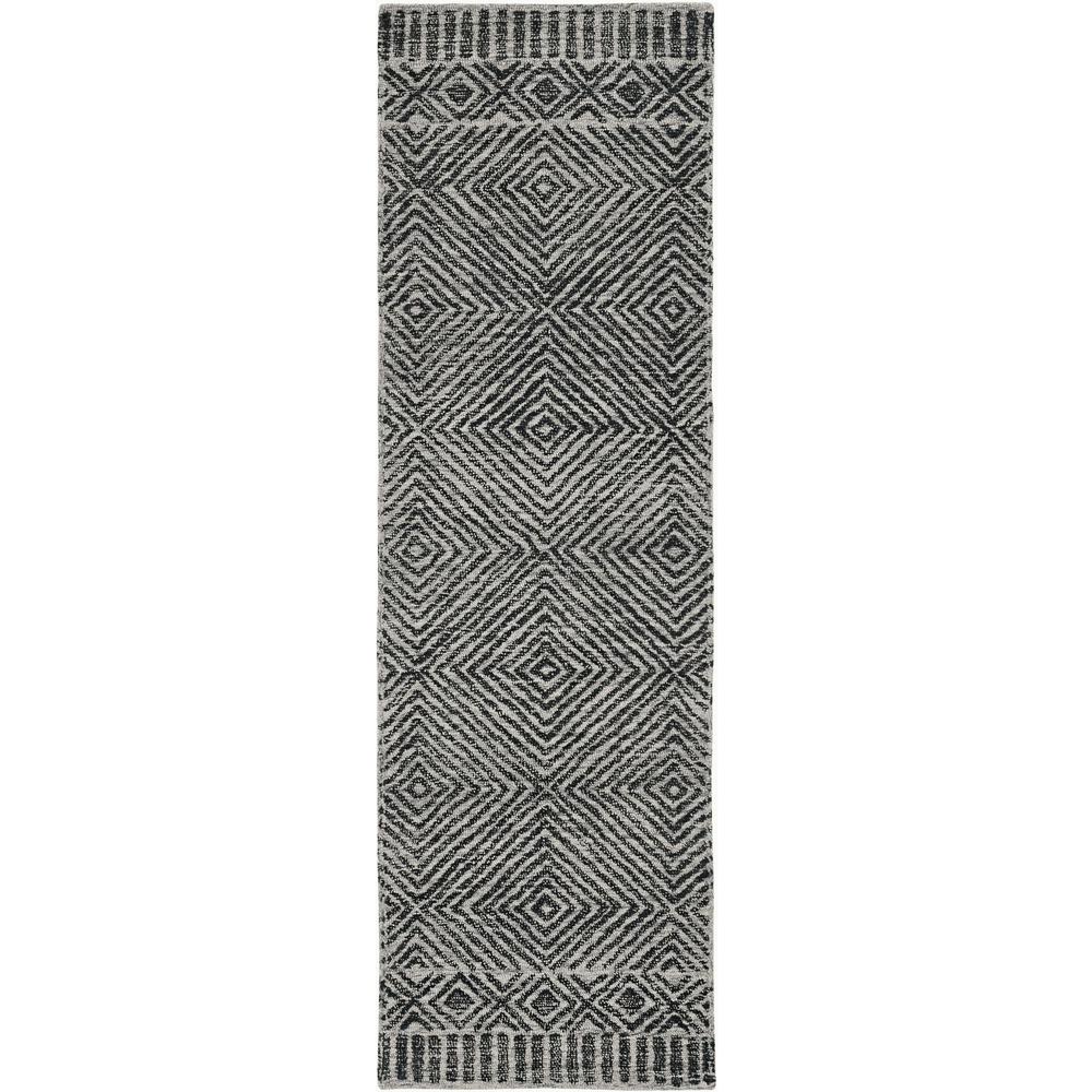 5'x7' Grey Black Hand Tufted Space Dyed Geometric Indoor Area Rug - 374735. Picture 4