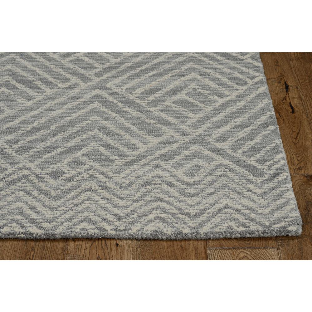 2' x 8' Denim Geometric Tiles Wool Runner Rug - 374744. Picture 1