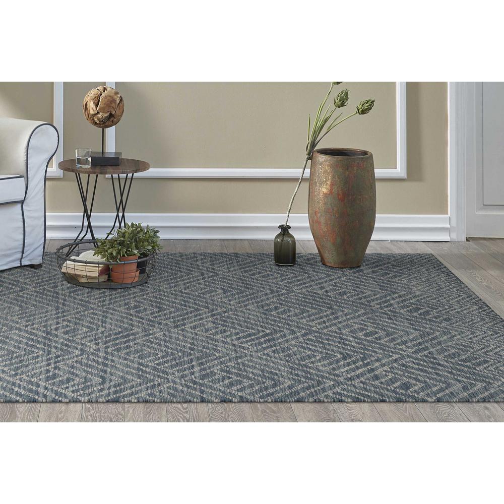 5'x7' Denim Blue Hand Tufted Space Dyed Geometric Indoor Area Rug - 374745. Picture 2