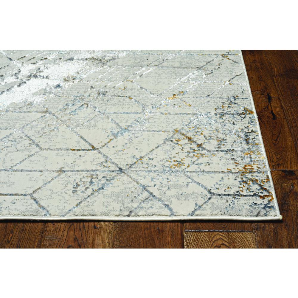 7' Ivory Machine Woven Abstract Geometric Indoor Runner Rug - 374781. Picture 1