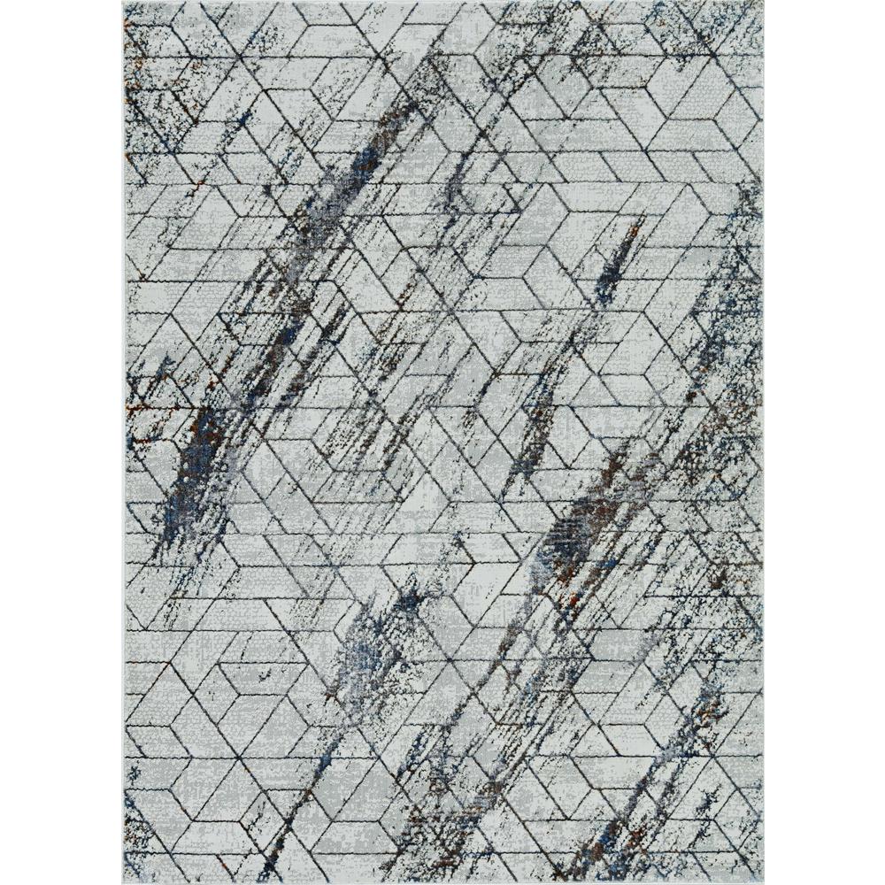 7' Ivory Machine Woven Abstract Geometric Indoor Runner Rug - 374781. Picture 2