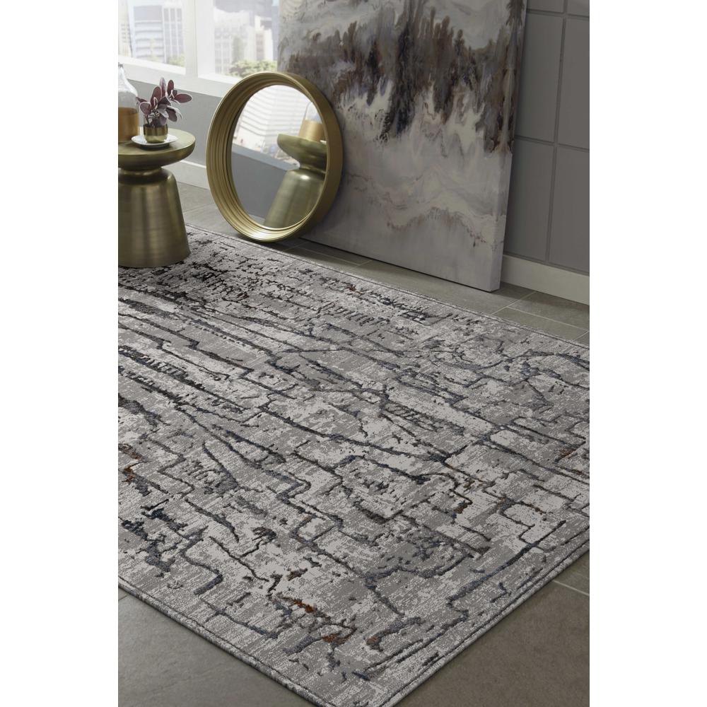 5'x8' Grey Machine Woven Abstract  Indoor Area Rug - 374801. Picture 1