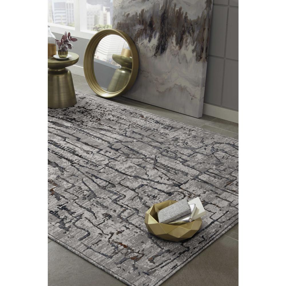 6' x 9' Grey Abstract Design Indoor Area Rug - 374802. Picture 1