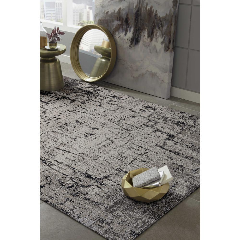 2' x 8' Ivory or Grey Abstract Cracks Runner Rug - 374822. Picture 5