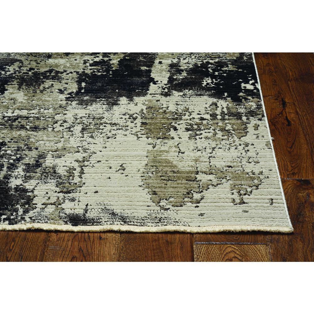 7' Ivory Charcoal Machine Woven Shrank Abstract Design Indoor Runner Rug - 374840. The main picture.