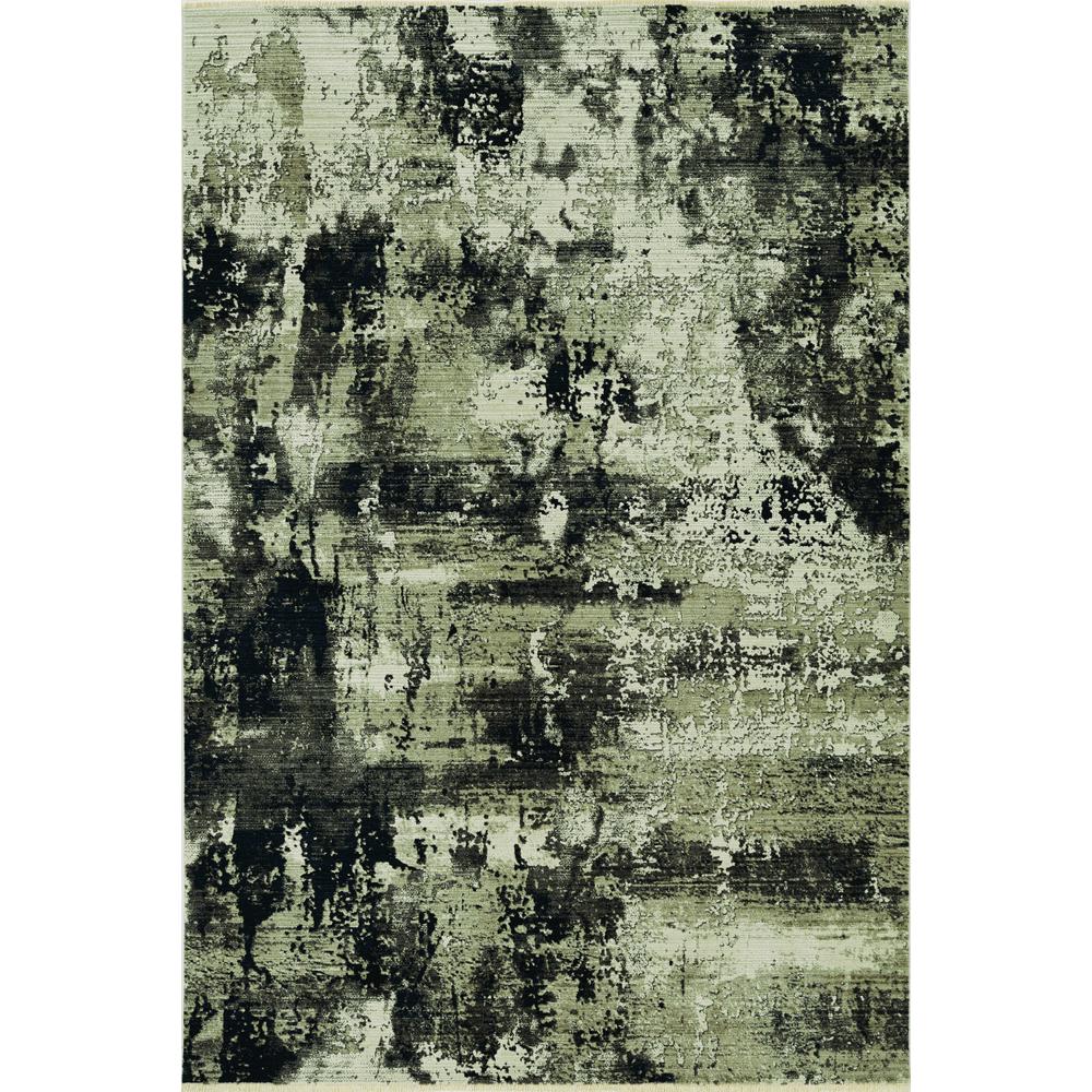 7' Ivory Charcoal Machine Woven Shrank Abstract Design Indoor Runner Rug - 374840. Picture 2