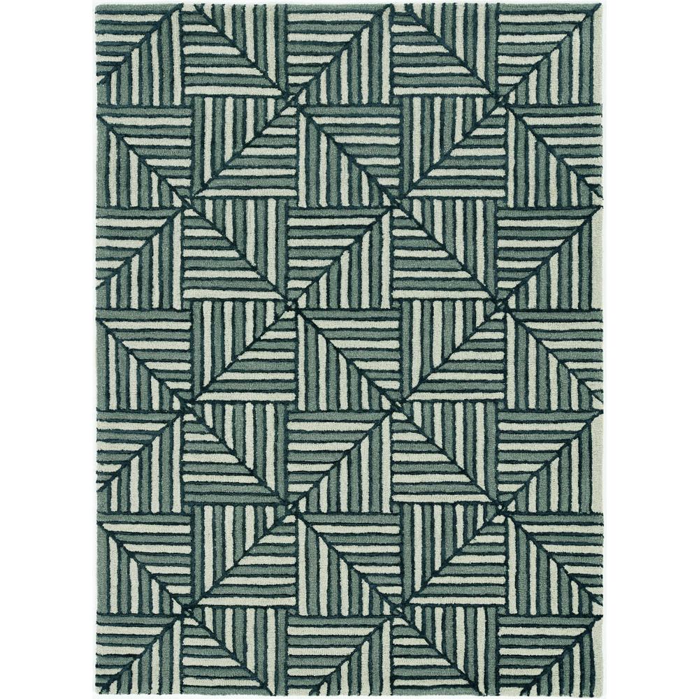 8' Navy Charcoal Hand Tufted Geometric Diamond Pattern Indoor Runner Rug - 374968. Picture 2