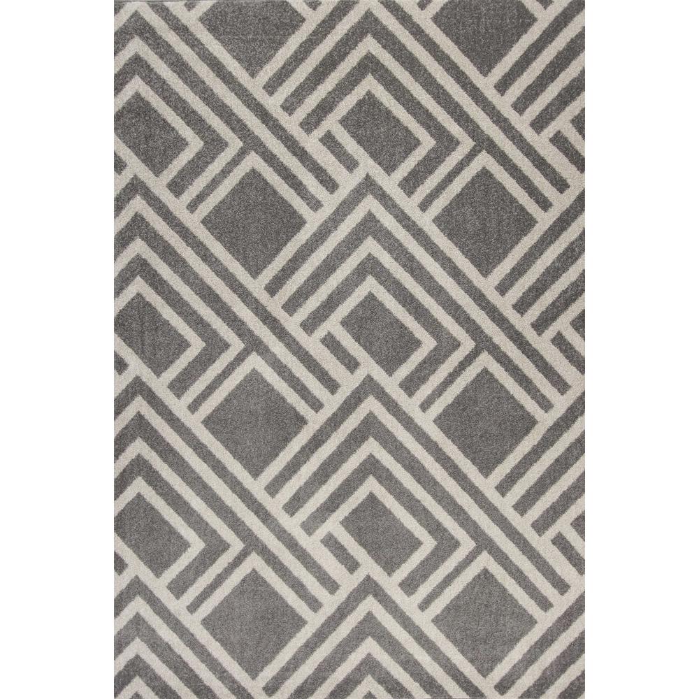 3'x5' Grey Machine Woven UV Treated Geometric Indoor Outdoor Area Rug - 375000. Picture 3