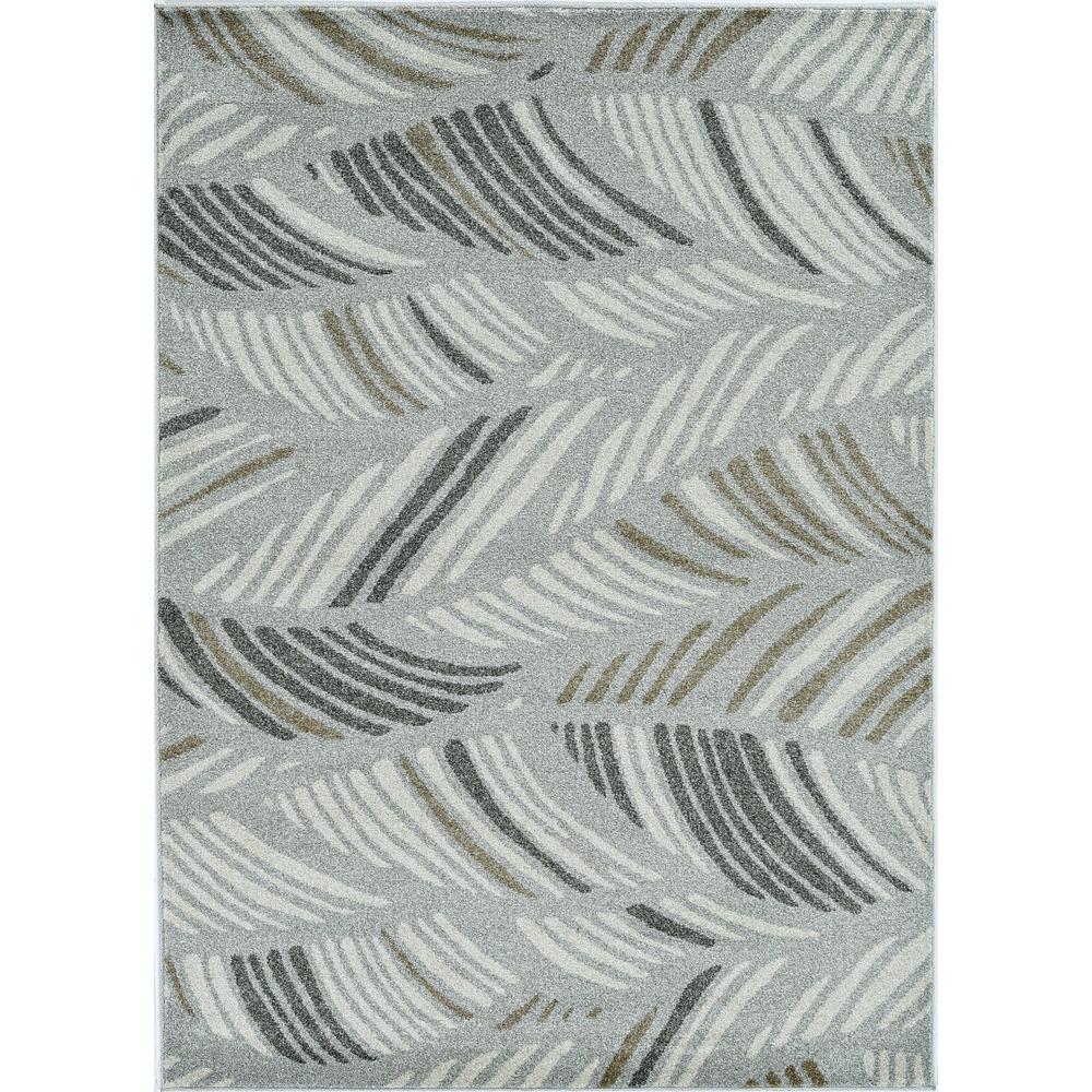 7' x 9' Grey Feather Pattern Indoor Outdoor Area Rug - 375006. Picture 2