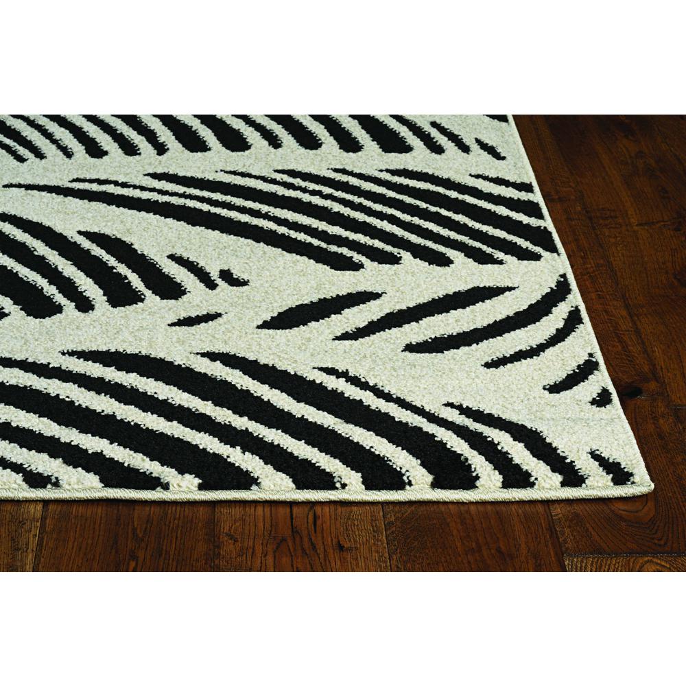 2'x4' Black White Machine Woven UV Treated Tropical Palm Leaves Indoor Outdoor Accent Rug - 375008. Picture 1