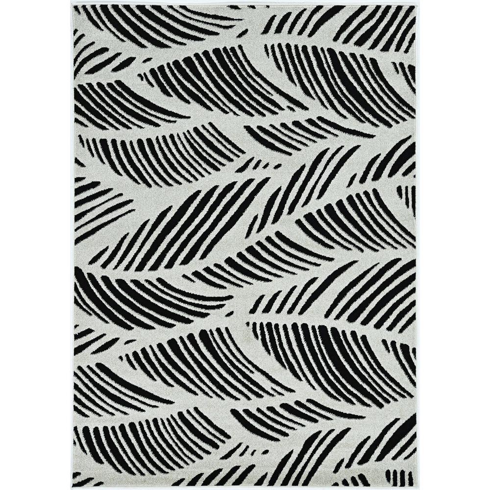 2'x4' Black White Machine Woven UV Treated Tropical Palm Leaves Indoor Outdoor Accent Rug - 375008. Picture 2