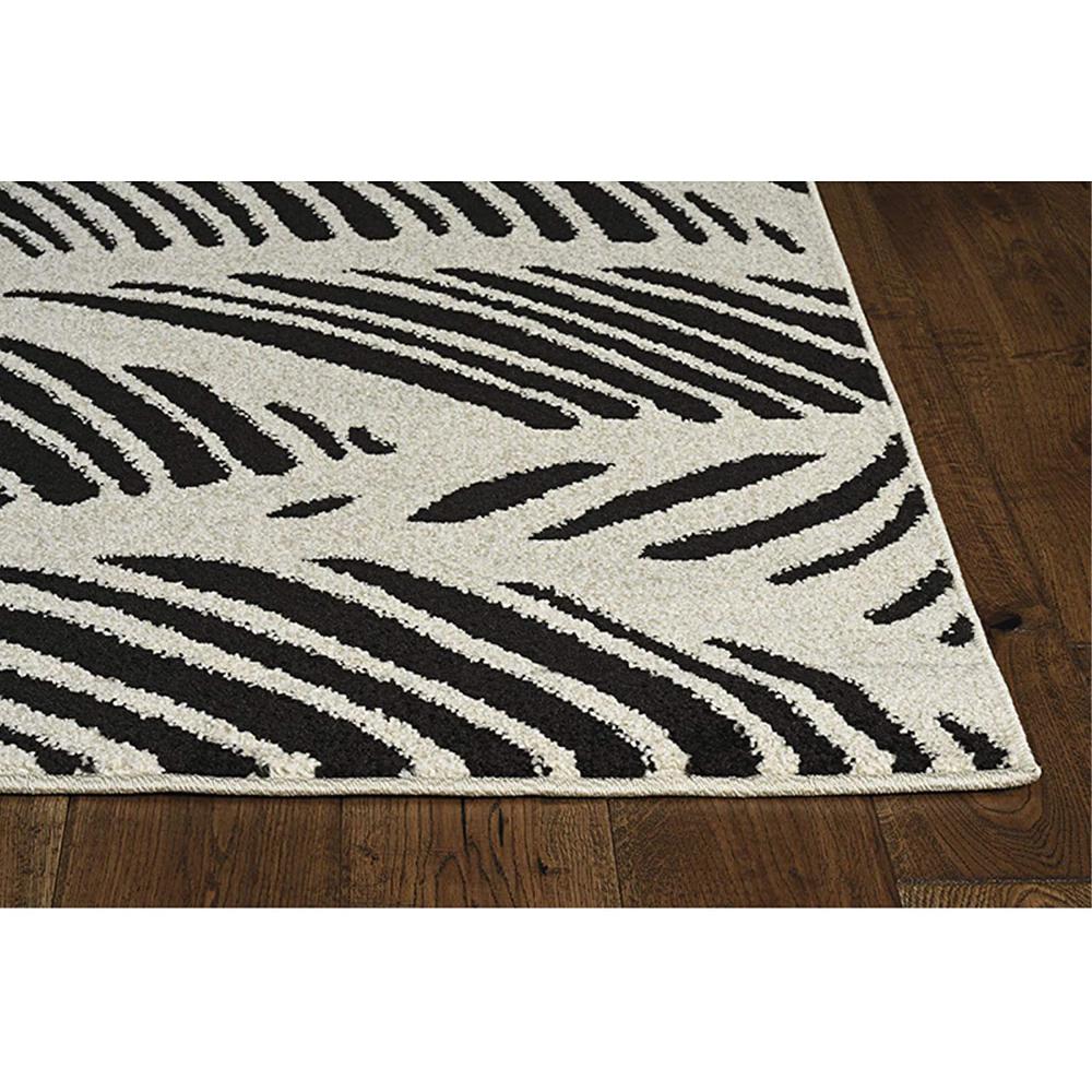 8'x11' Black White Machine Woven UV Treated Tropical Palm Leaves Indoor Outdoor Area Rug - 375012. Picture 2