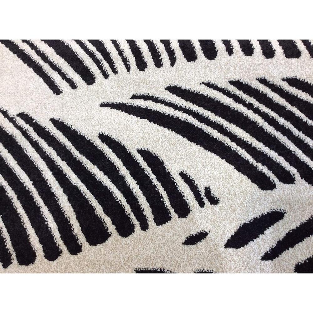 8'x11' Black White Machine Woven UV Treated Tropical Palm Leaves Indoor Outdoor Area Rug - 375012. Picture 3