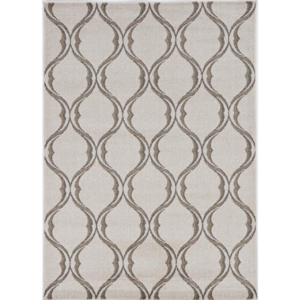 7'x10' Sand Ivory Machine Woven UV Treated Ogee Indoor Outdoor Area Rug - 375016. Picture 2