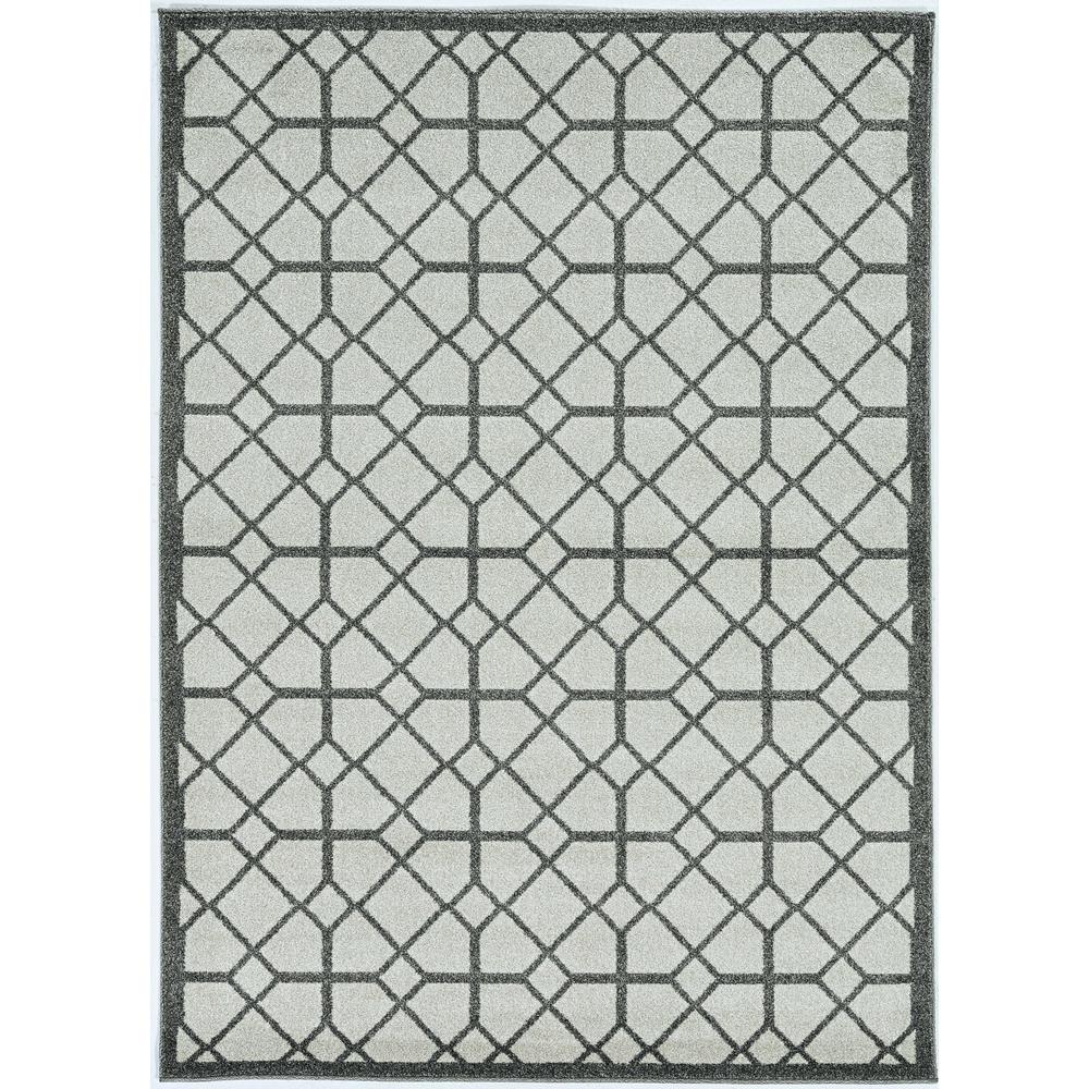 5' x 8'  Ivory or Grey Geometric Tiles Area Rug - 375025. Picture 2