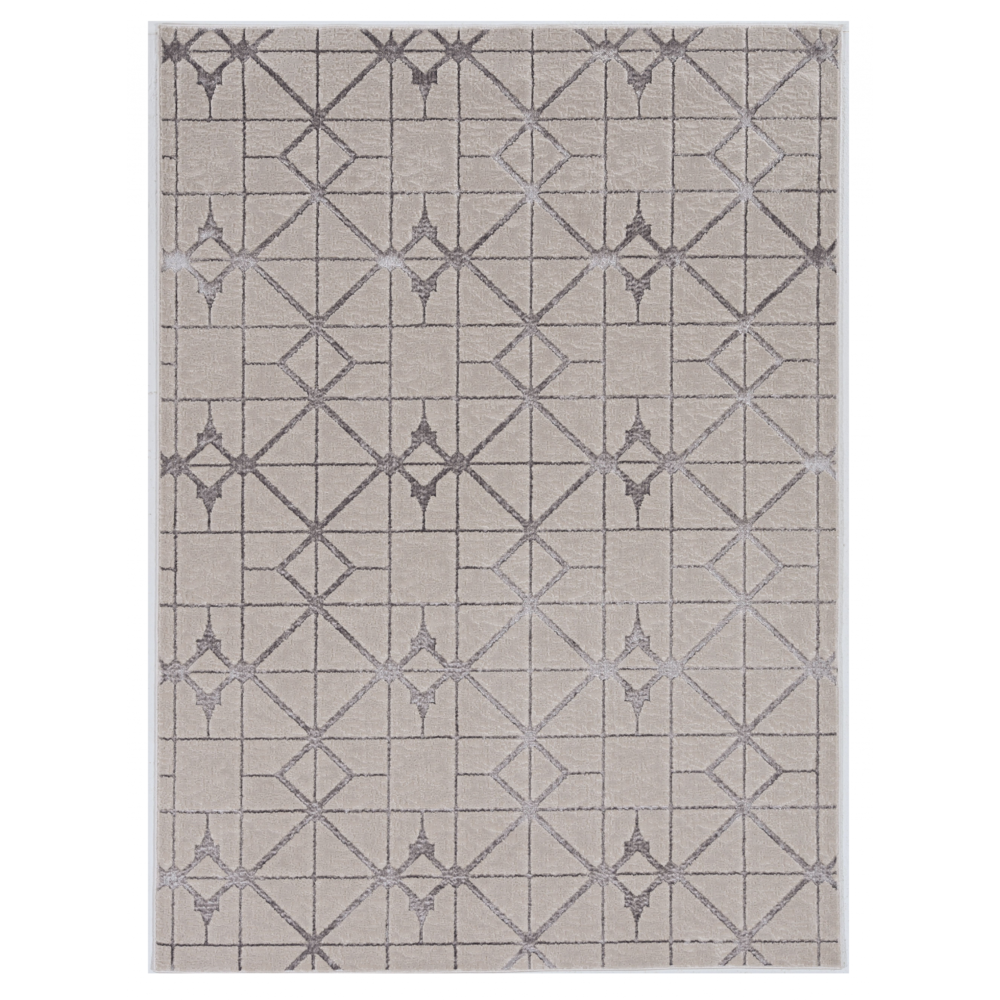 3'x5' Ivory Silver Machine Woven Geometric Indoor Area Rug - 375028. The main picture.