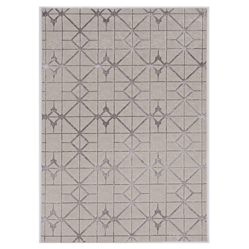 10'x13' Ivory Silver Machine Woven Geometric Indoor Area Rug - 375032. Picture 1