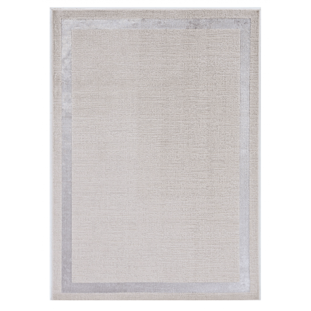 10'x13' Ivory Silver Machine Woven Bordered Indoor Area Rug - 375037. Picture 1