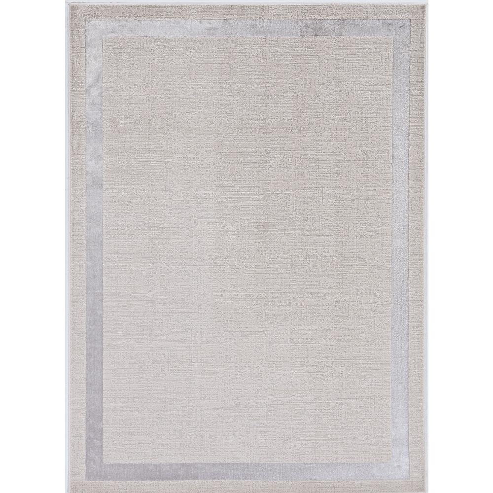 10'x13' Ivory Silver Machine Woven Bordered Indoor Area Rug - 375037. Picture 2