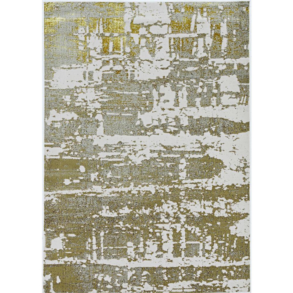 5' x 8' Ivory or Gold Abstract Brushstrokes Indoor Area Rug - 375048. Picture 2