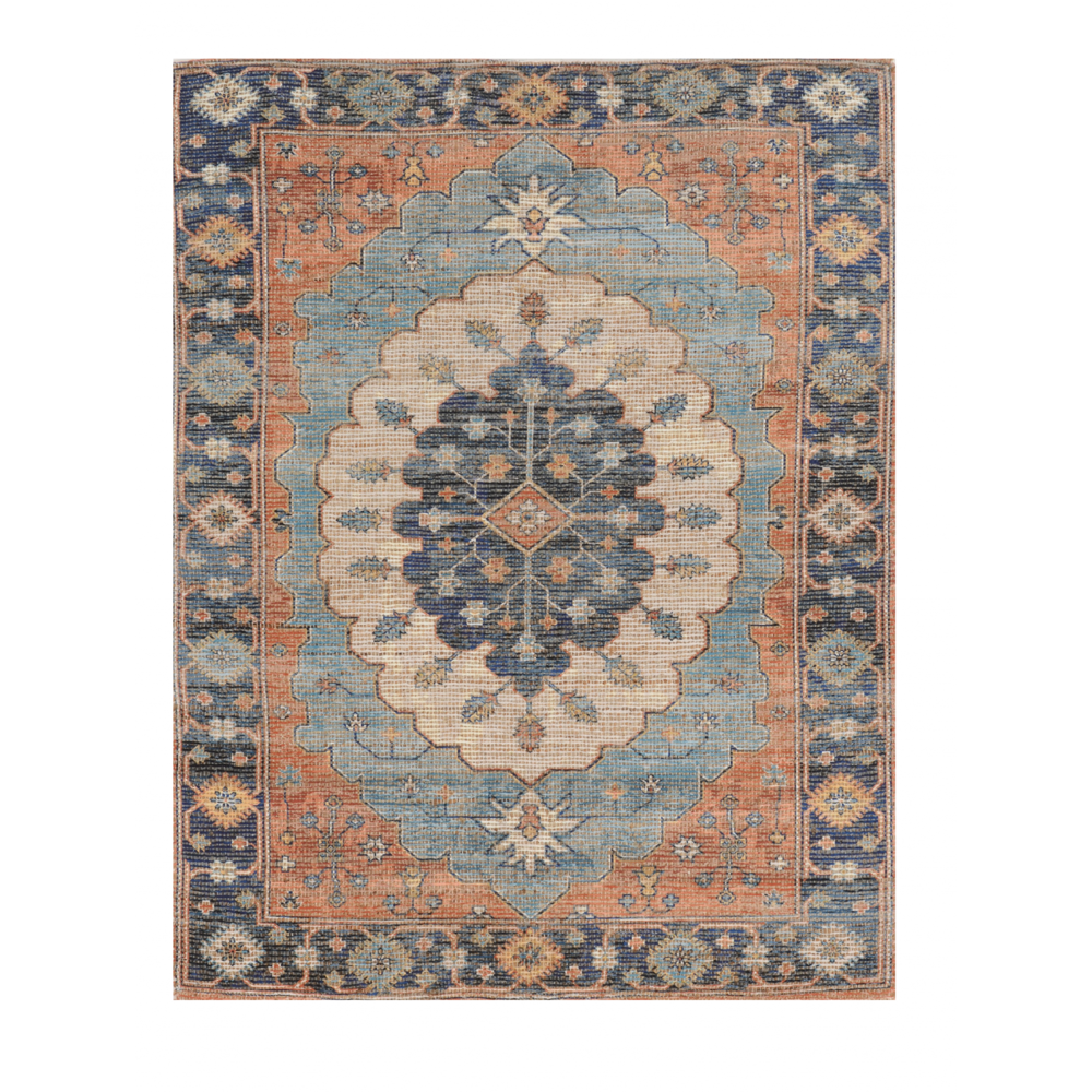 5'x7' Blue Hand Woven Floral Medallion Indoor Area Rug - 375079. Picture 1